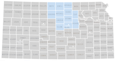 Map of the north central region of Kansas