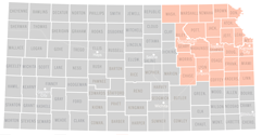 Map of the northeast region of Kansas