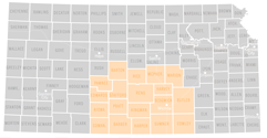 Map of the south central part of Kansas