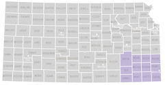 Map of the southeast region of Kansas